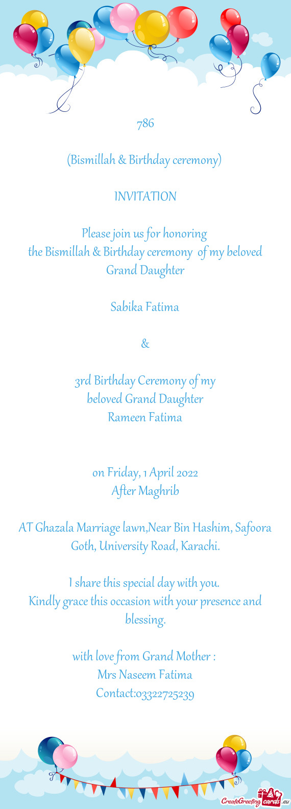 The Bismillah & Birthday ceremony of my beloved Grand Daughter