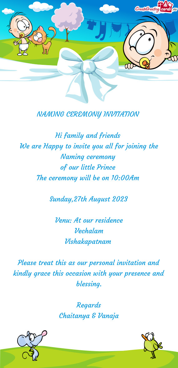 The ceremony will be on 10:00Am