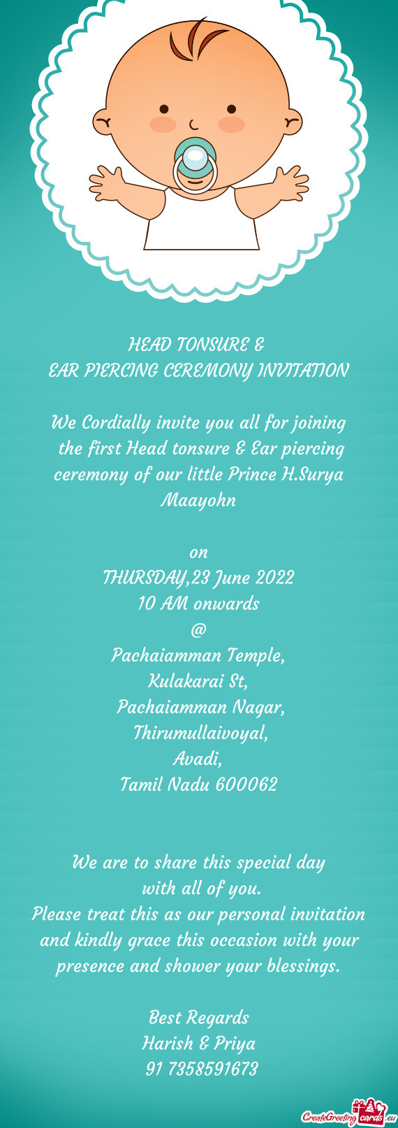 The first Head tonsure & Ear piercing ceremony of our little Prince H.Surya Maayohn