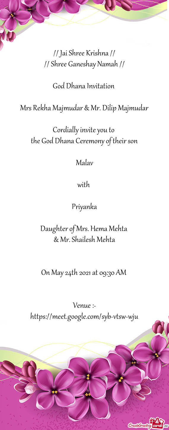 The God Dhana Ceremony of their son