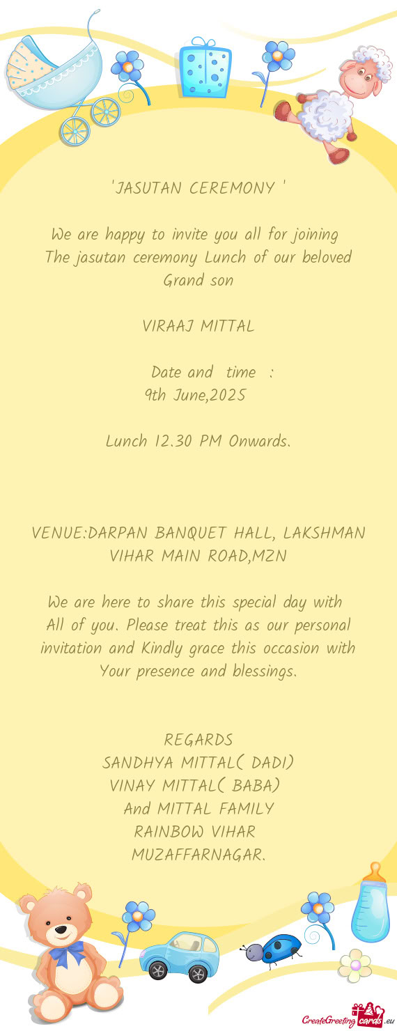 The jasutan ceremony Lunch of our beloved Grand son