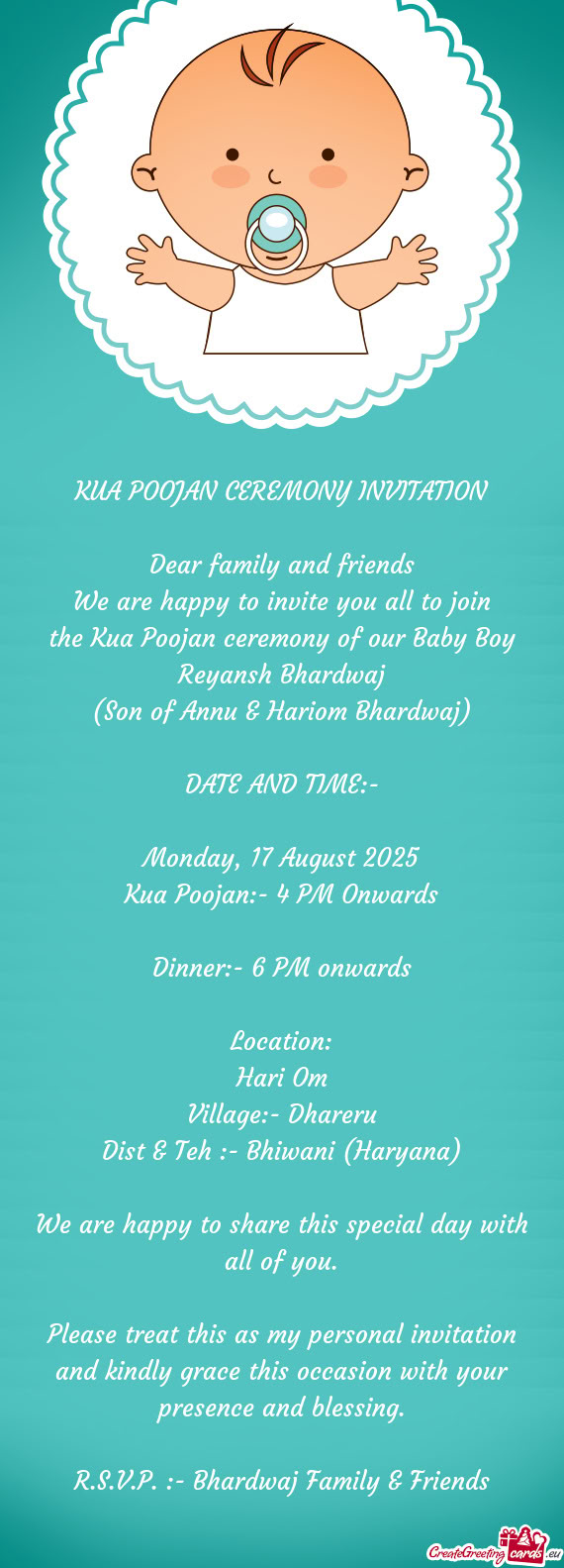 The Kua Poojan ceremony of our Baby Boy