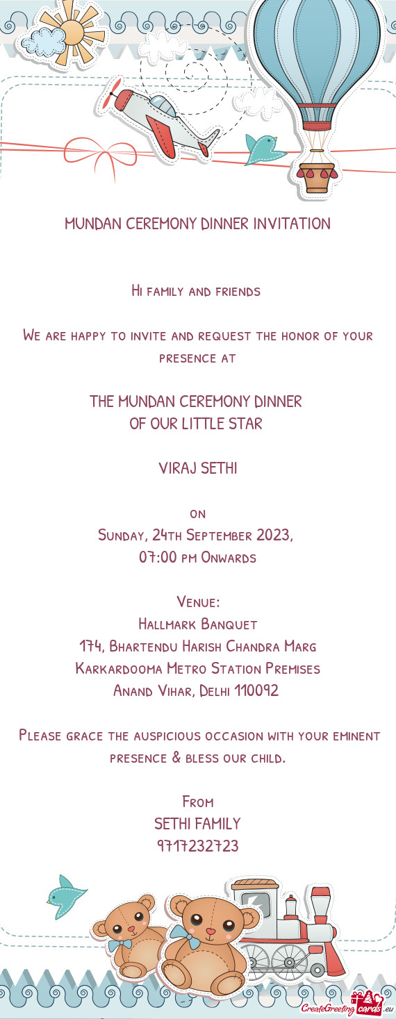 THE MUNDAN CEREMONY DINNER