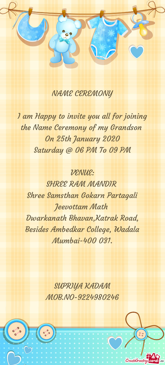 The Name Ceremony of my Grandson