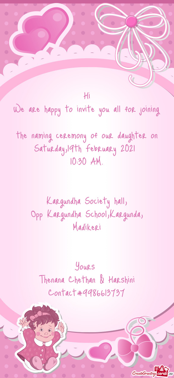 The naming ceremony of our daughter on