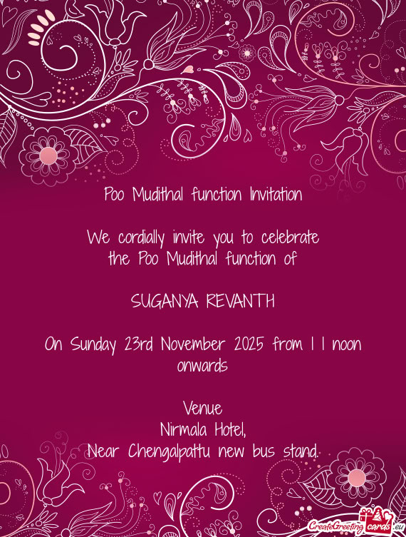 The Poo Mudithal function of