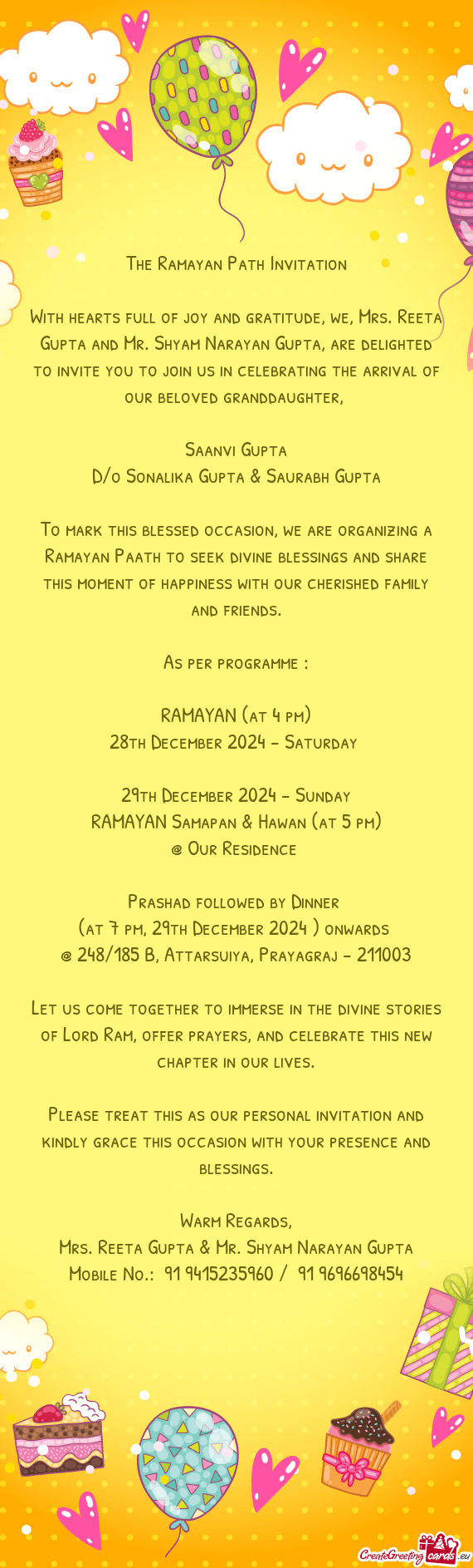 The Ramayan Path Invitation