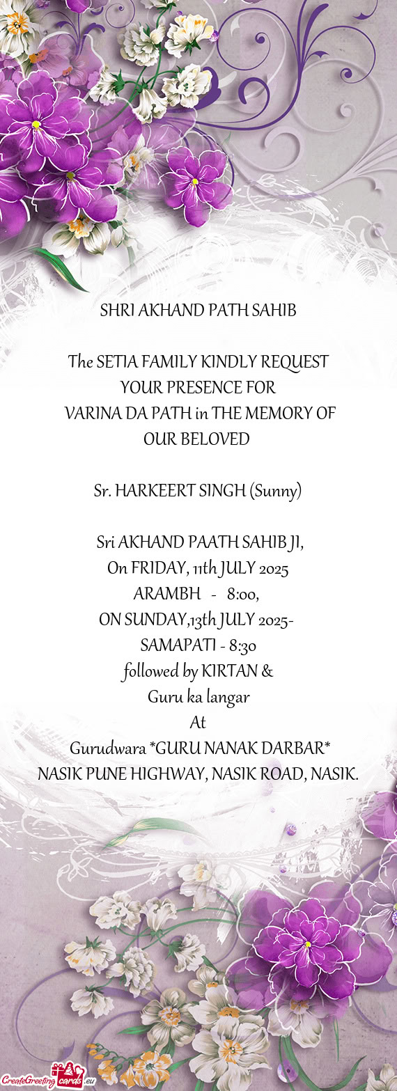 The SETIA FAMILY KINDLY REQUEST