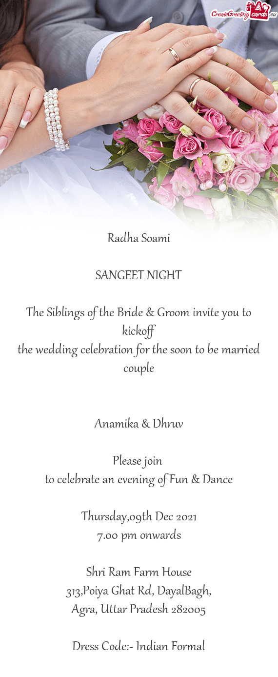 The Siblings of the Bride & Groom invite you to kickoff