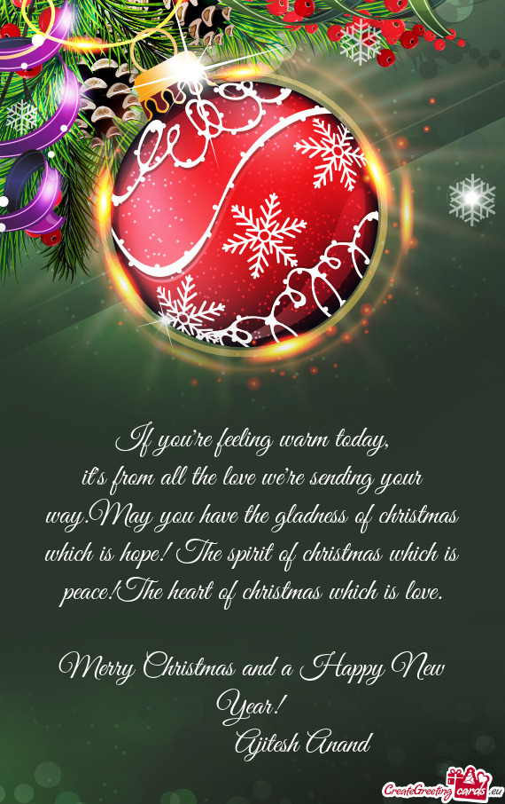 The spirit of christmas which is peace!The heart of christmas which is love