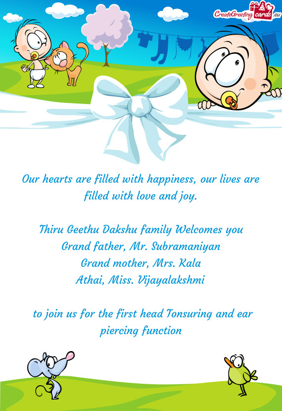 Thiru Geethu Dakshu family Welcomes you