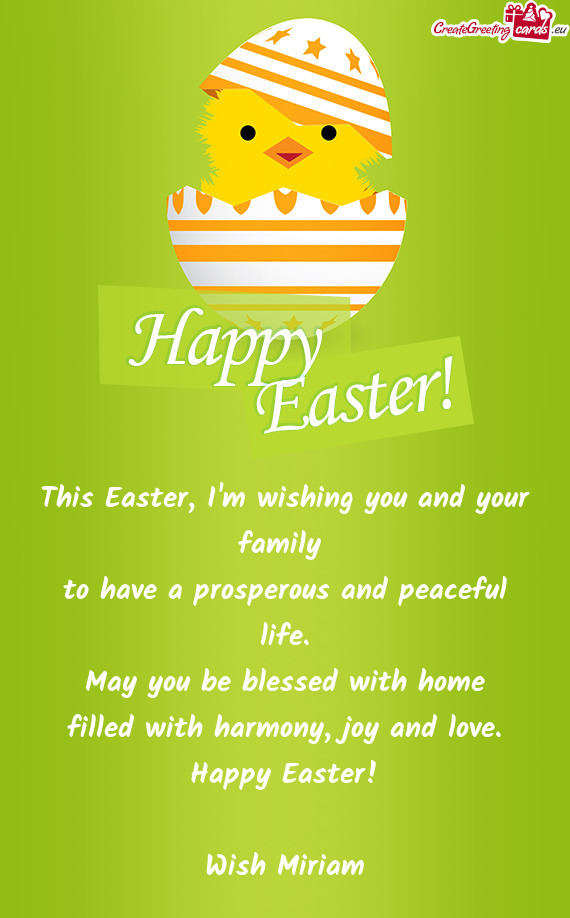 This Easter, I'm wishing you and your family