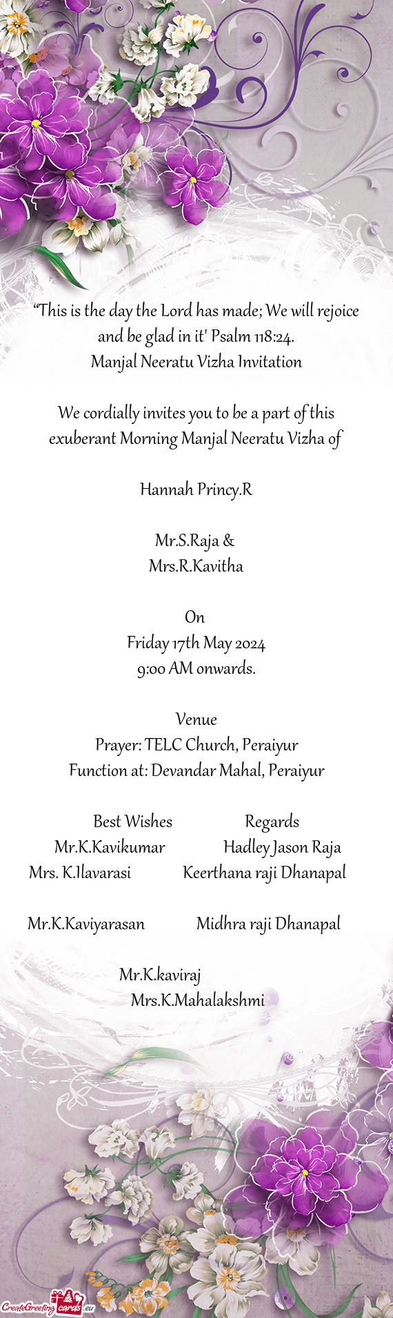 “This is the day the Lord has made; We will rejoice and be glad in it” Psalm 118:24