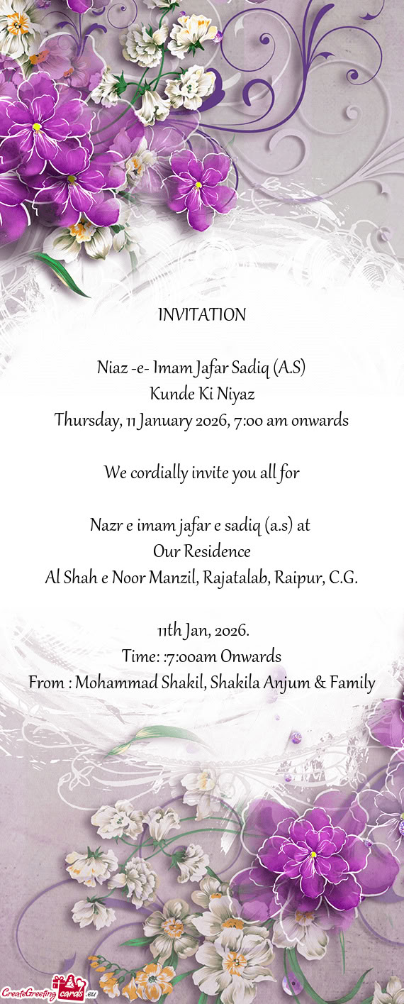 Thursday, 11 January 2026, 7:00 am onwards