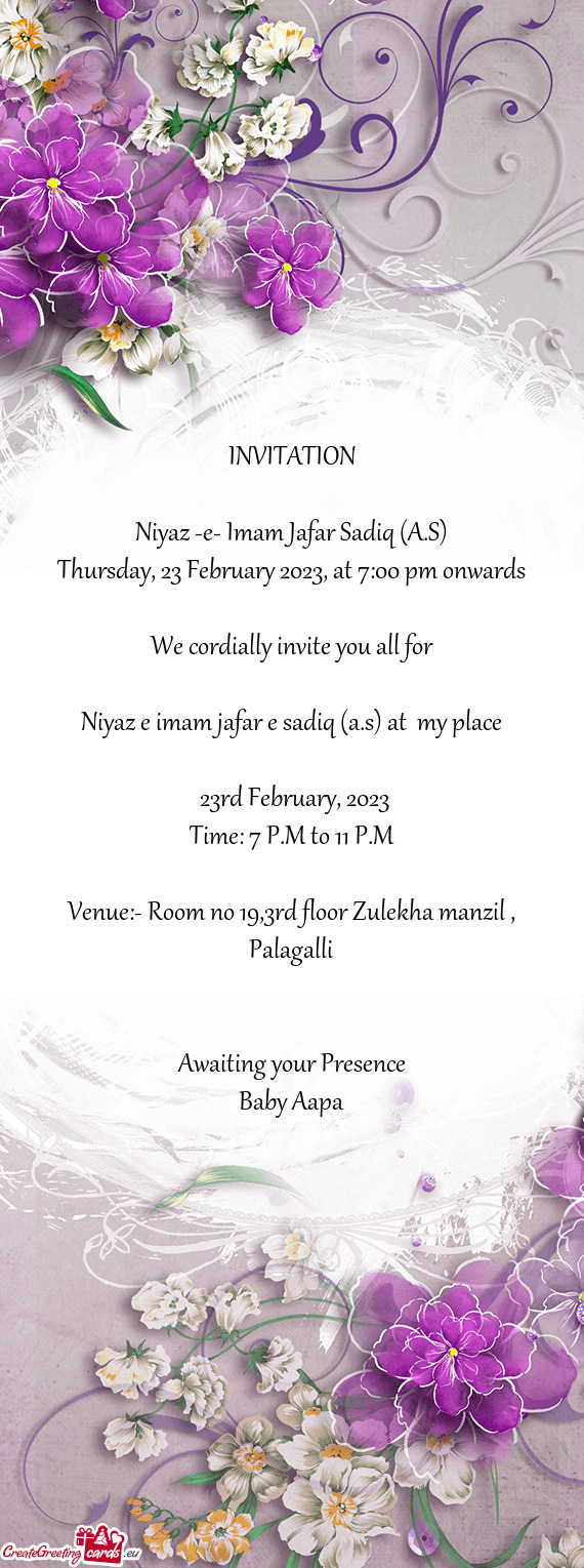 Thursday, 23 February 2023, at 7:00 pm onwards