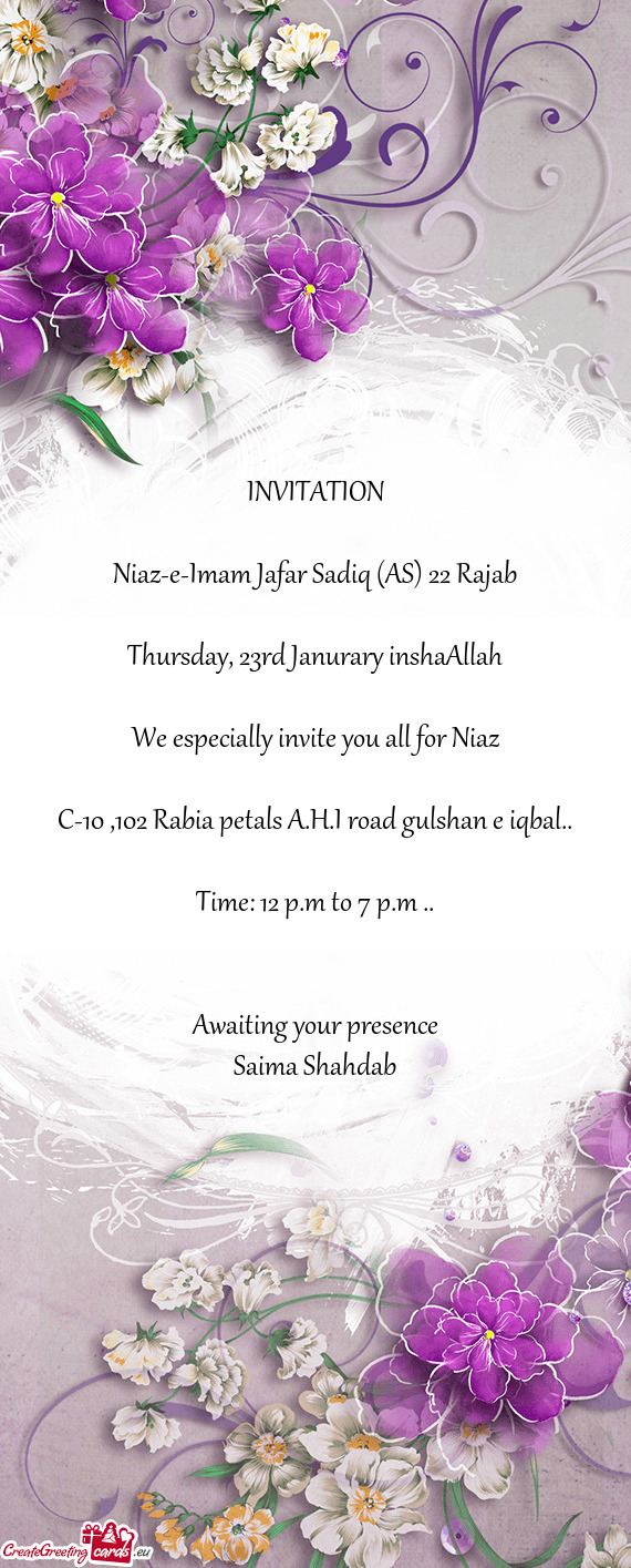 Thursday, 23rd Janurary inshaAllah