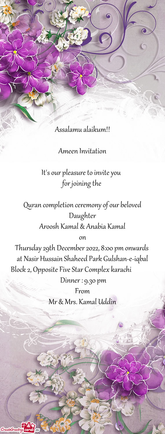 Thursday 29th December 2022, 8:00 pm onwards