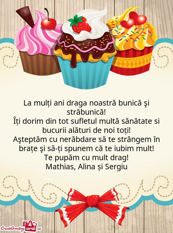 ?ți dorim din tot sufletul multă sănătate si bucurii alături de noi toți