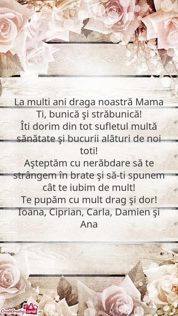 ?ti dorim din tot sufletul multă sănătate şi bucurii alături de noi toti