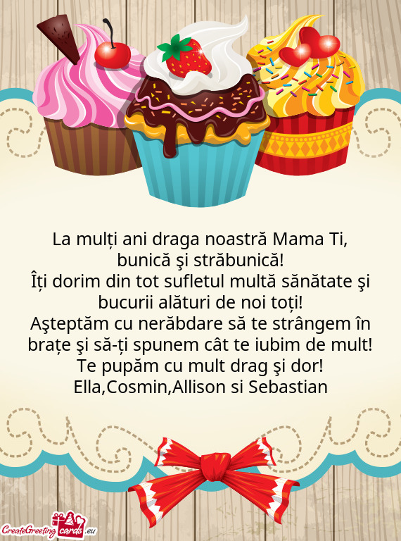 ?ți dorim din tot sufletul multă sănătate şi bucurii alături de noi toți