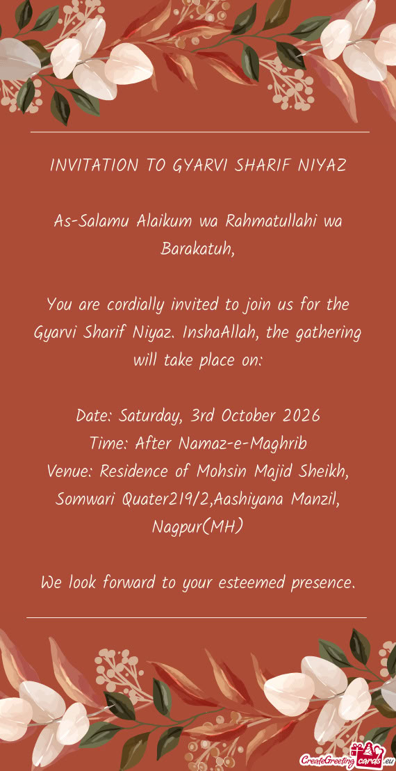 Time: After Namaz-e-Maghrib