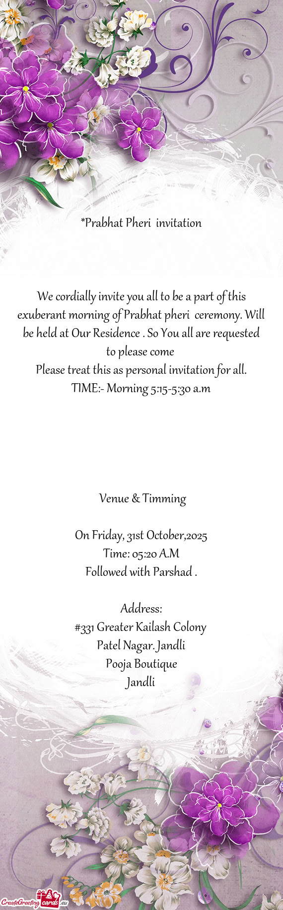 TIME:- Morning 5:15-5:30 a.m