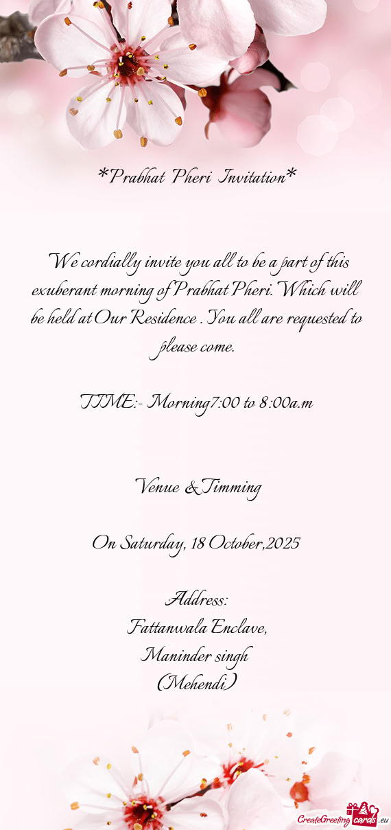 TIME:- Morning7:00 to 8:00a.m