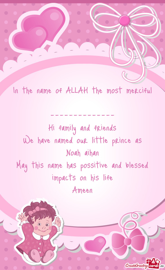 Tle prince as Noah aihan May this name has possitive and blessed impacts on his life Ameen