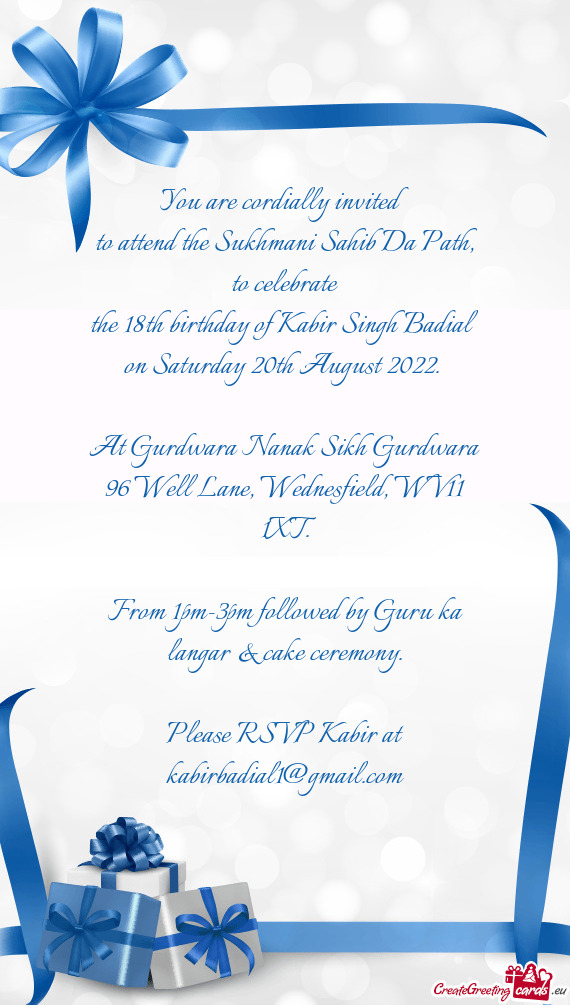 To attend the Sukhmani Sahib Da Path