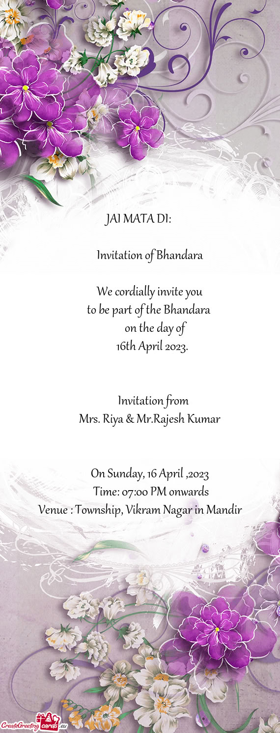 To be part of the Bhandara