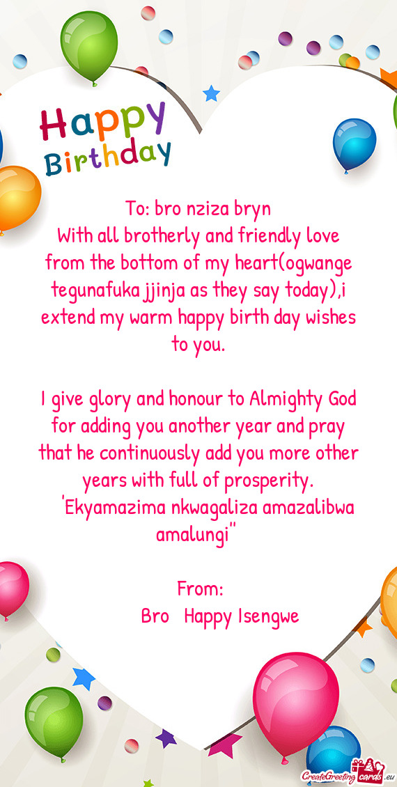 To: bro nziza bryn