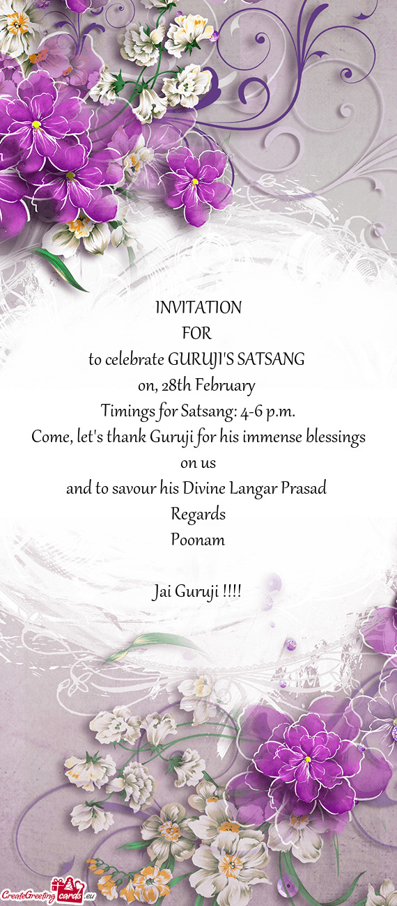 To celebrate GURUJI