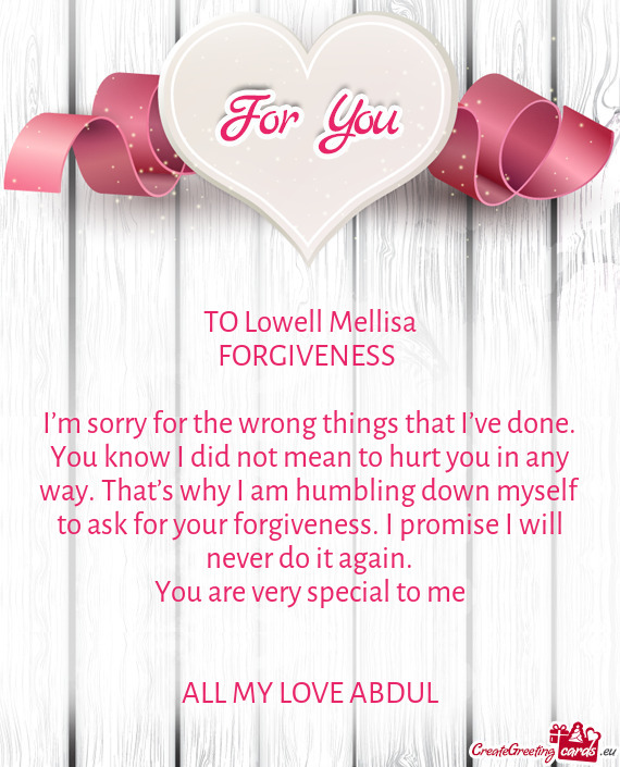 TO Lowell Mellisa