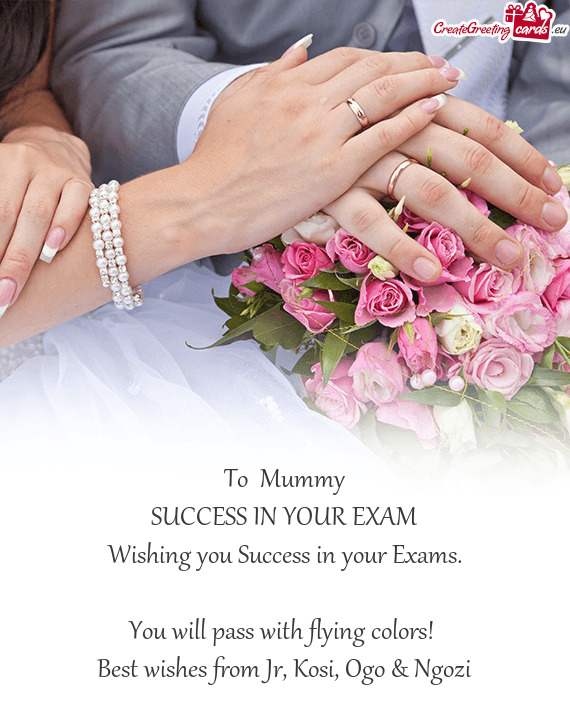 To Mummy
 SUCCESS IN YOUR EXAM
 Wishing you Success in your Exams