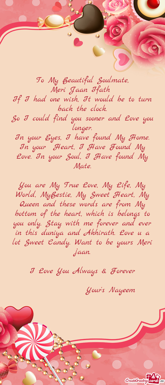 To My Beautiful Soulmate