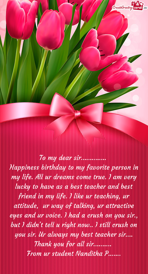 To my dear sir