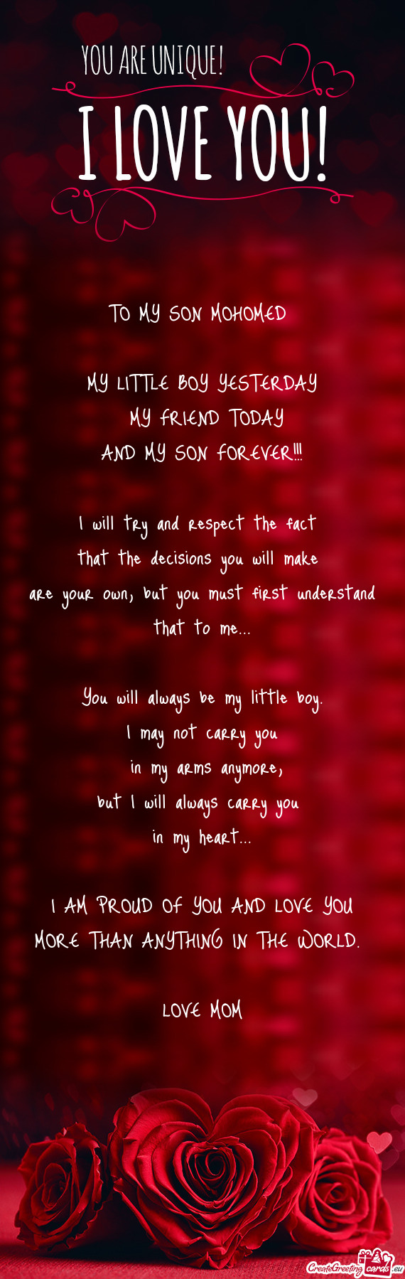 TO MY SON MOHOMED