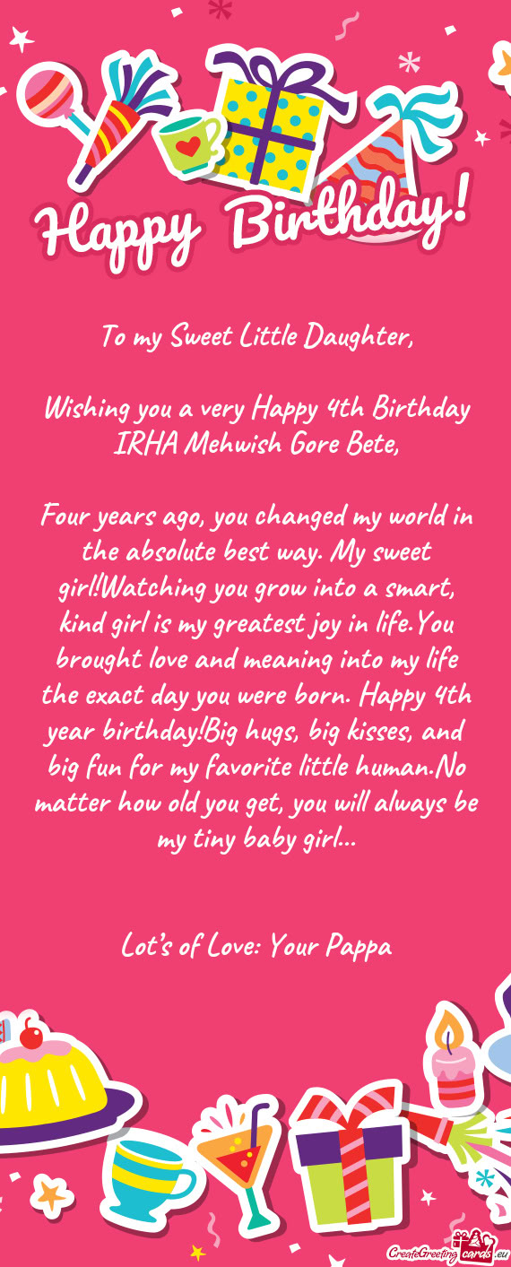 To my Sweet Little Daughter