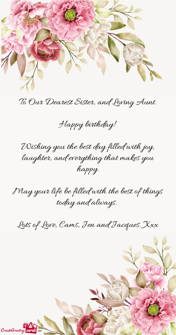 To Our Dearest Sister, and Loving Aunt
