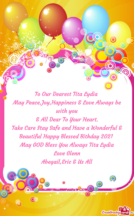 To Our Dearest Tita Lydia