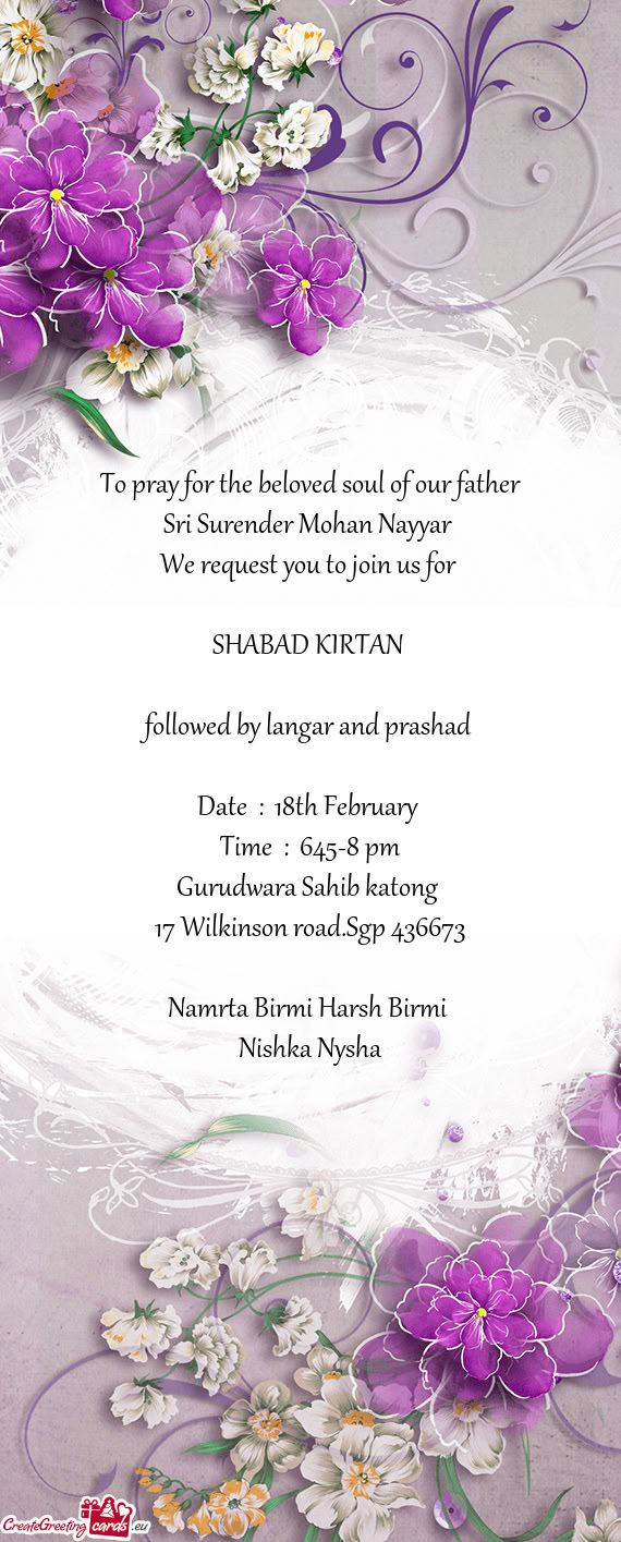 To pray for the beloved soul of our father