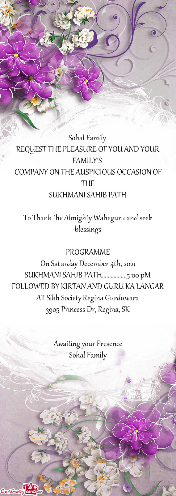 To Thank the Almighty Waheguru and seek blessings