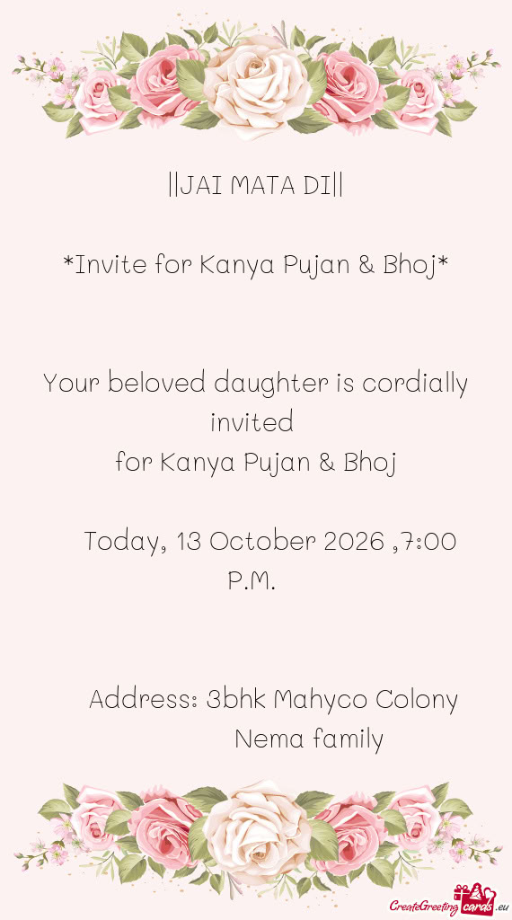 Today, 13 October 2026 ,7:00 P.M