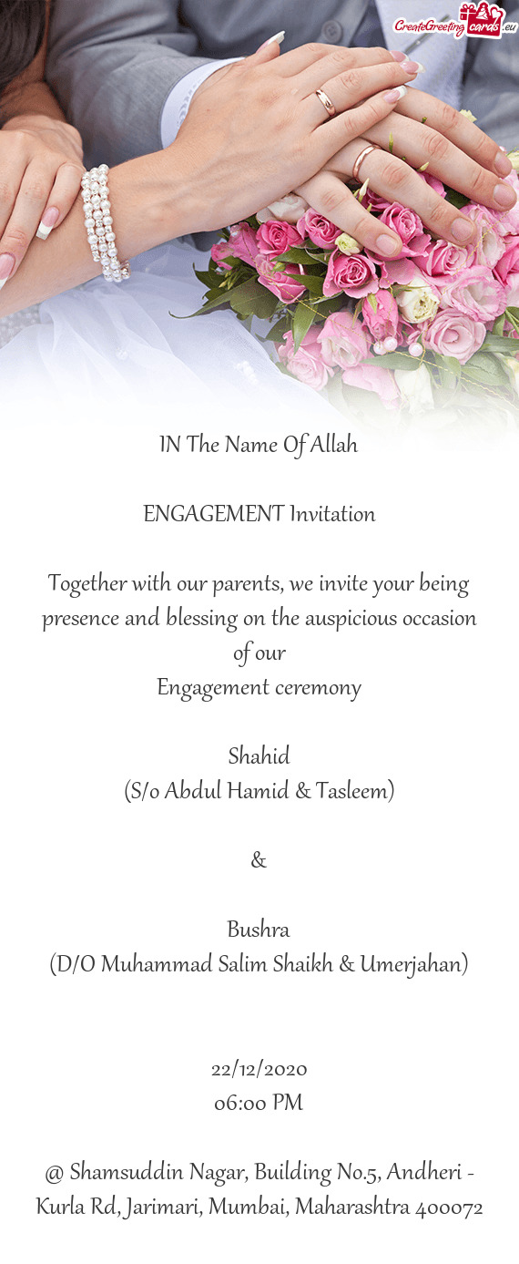 Together with our parents, we invite your being