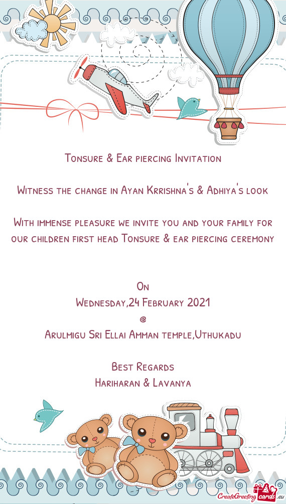 Tonsure & Ear piercing Invitation