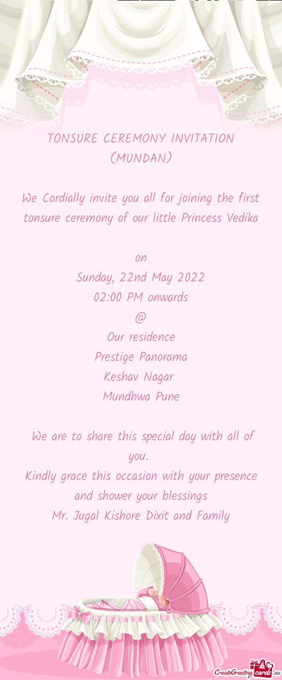 TONSURE CEREMONY INVITATION (MUNDAN)