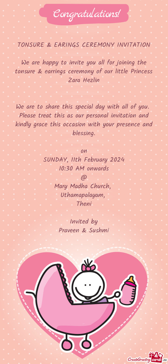 TONSURE & EARINGS CEREMONY INVITATION