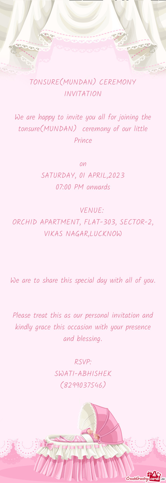 TONSURE(MUNDAN) CEREMONY INVITATION