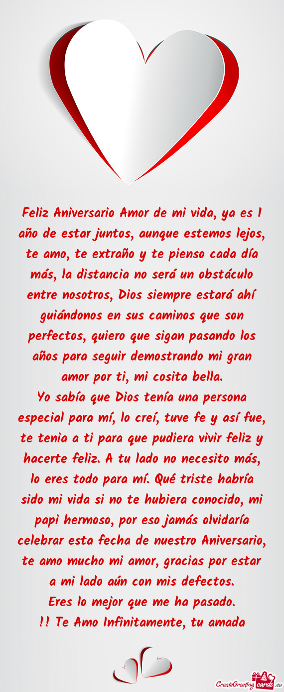 Traño y te pienso cada día más, la distancia no será un obstáculo entre nosotros, Dios siempre