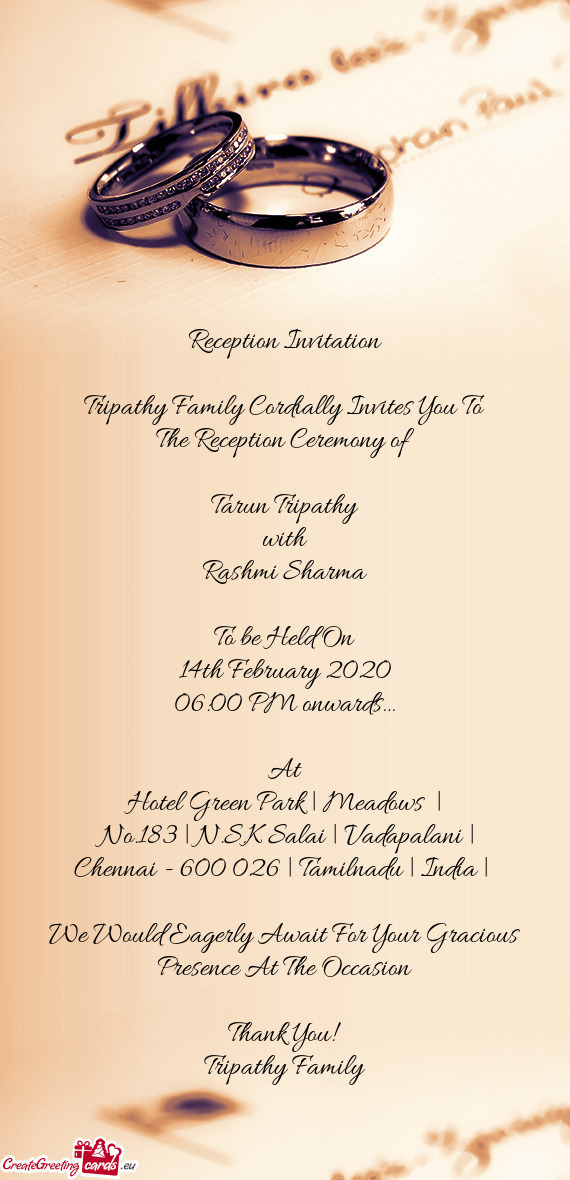 Tripathy Family Cordially Invites You To